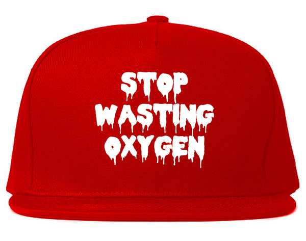 Stop Wasting Oxygen Funny Goth Snapback Hat Red