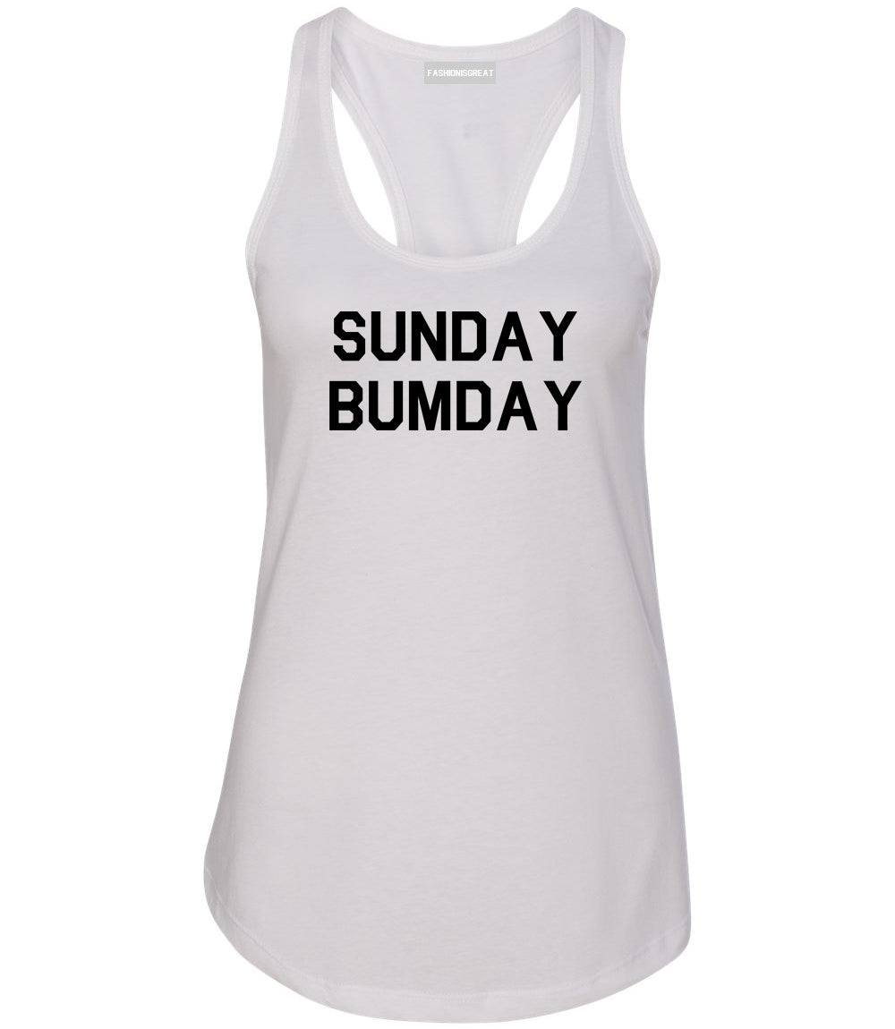 Sunday Bumday Laundry White Racerback Tank Top
