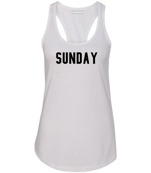 Sunday Days Of The Week White Womens Racerback Tank Top