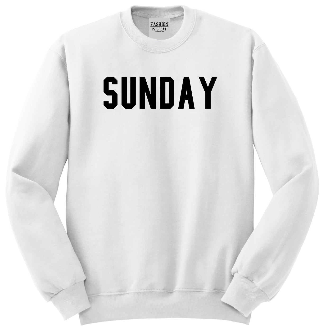 Sunday Days Of The Week White Womens Crewneck Sweatshirt