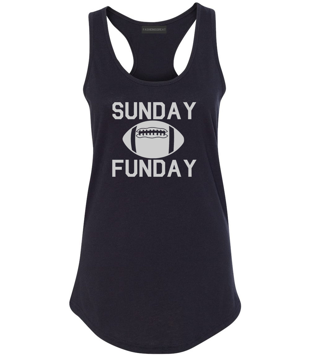 Sunday Funday Football Black Womens Racerback Tank Top