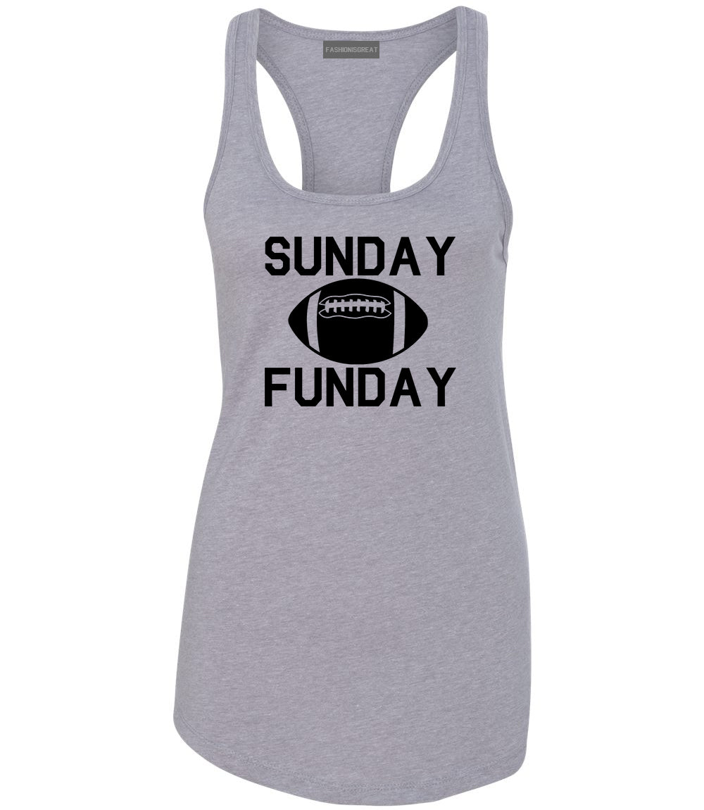 Sunday Funday Football Grey Womens Racerback Tank Top
