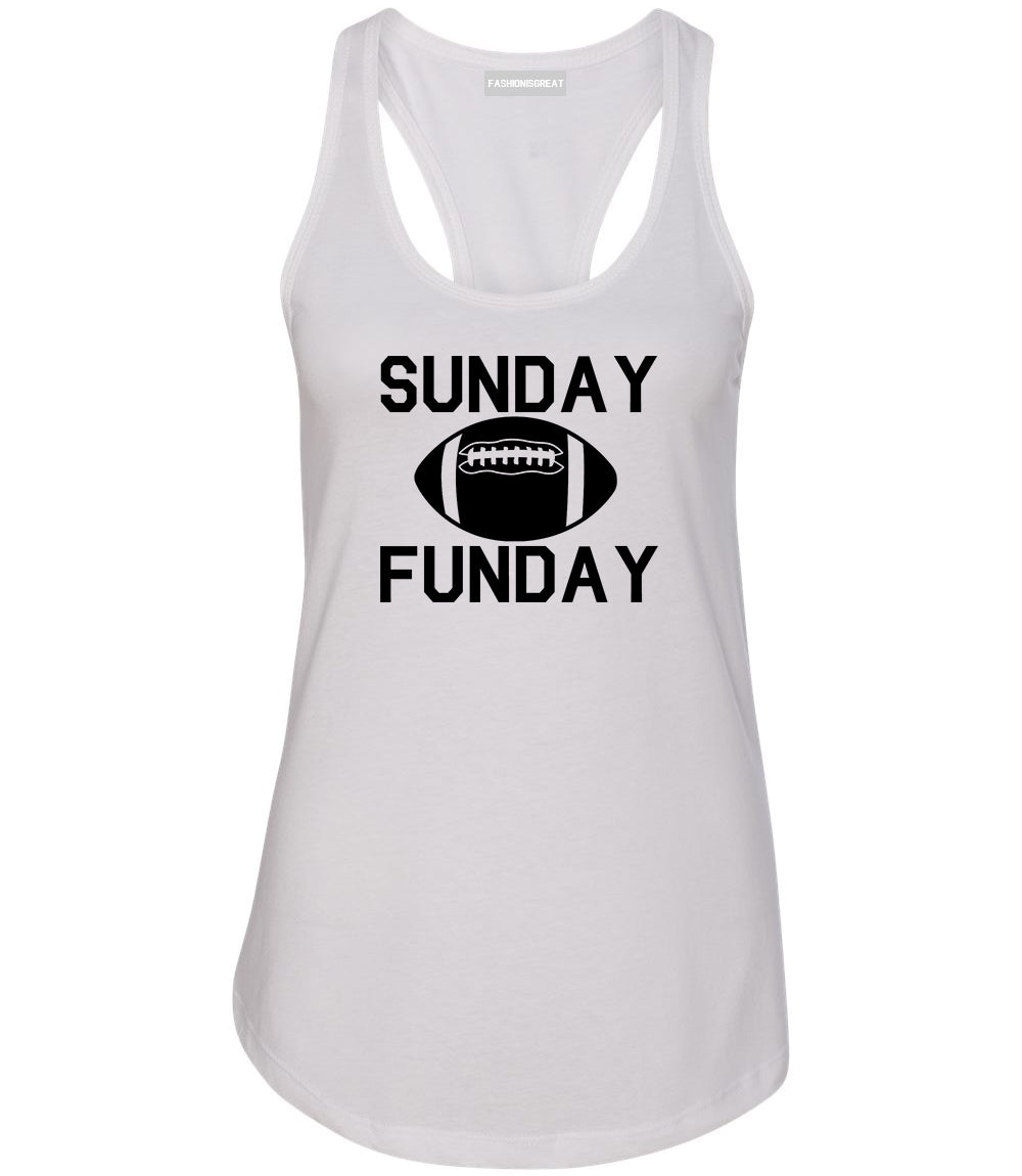 Sunday Funday Football White Womens Racerback Tank Top