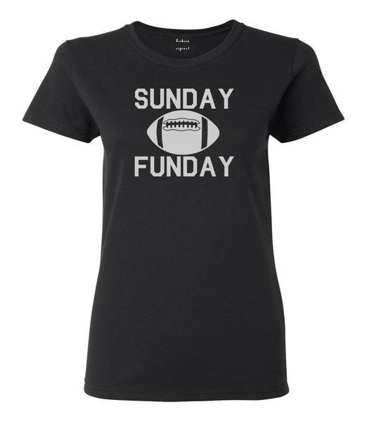 Sunday Funday Football Black Womens T-Shirt