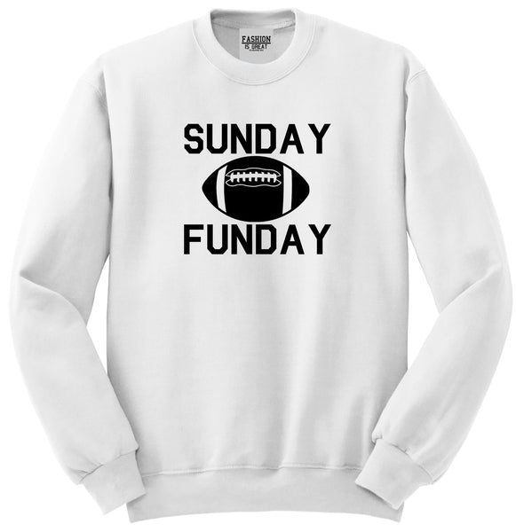 Sunday Funday Football White Womens Crewneck Sweatshirt