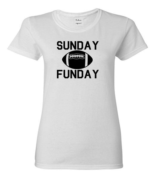 Sunday Funday Football White Womens T-Shirt