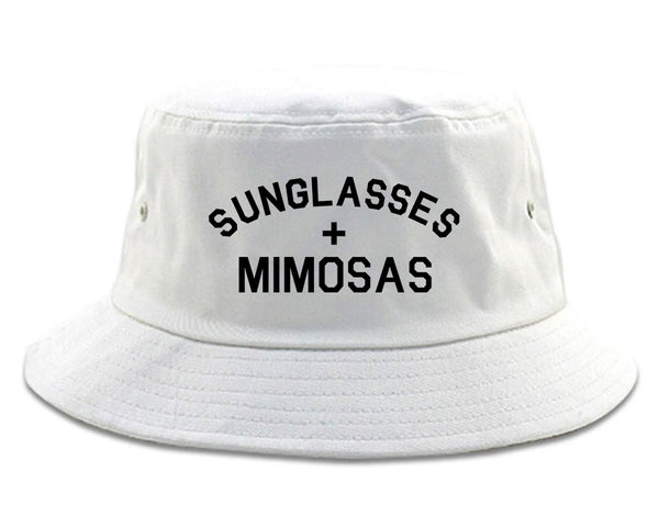 Sunglasses And Mimosas Vacay white Bucket Hat
