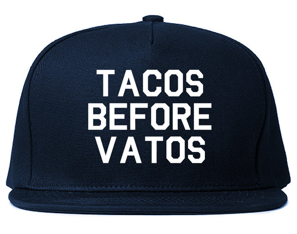 Tacos Before Vatos Funny Blue Snapback Hat