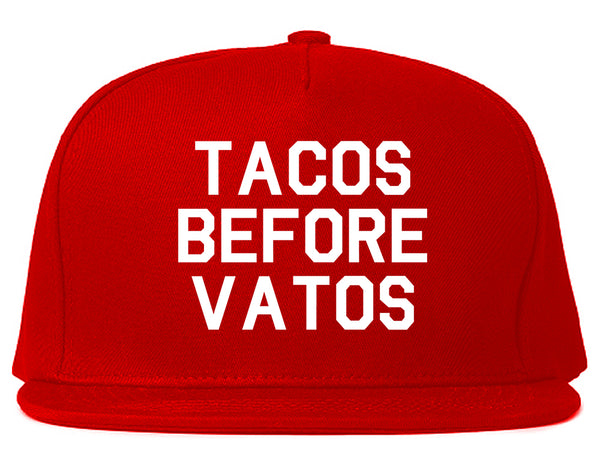 Tacos Before Vatos Funny Red Snapback Hat