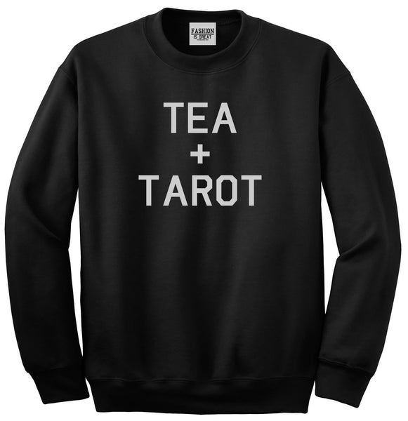 Tea And Tarot Cards Black Womens Crewneck Sweatshirt