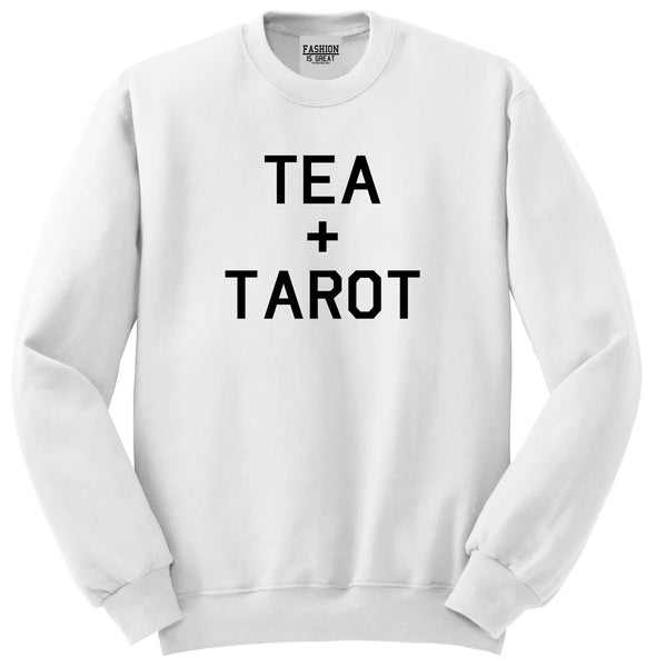 Tea And Tarot Cards White Womens Crewneck Sweatshirt