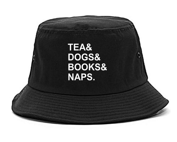 Tea Dogs Books Naps Funny Black Bucket Hat