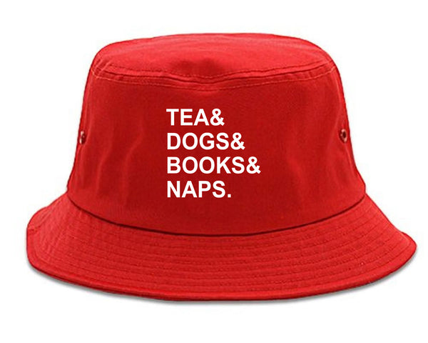 Tea Dogs Books Naps Funny Red Bucket Hat
