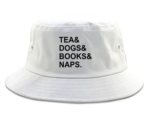 Tea Dogs Books Naps Funny White Bucket Hat