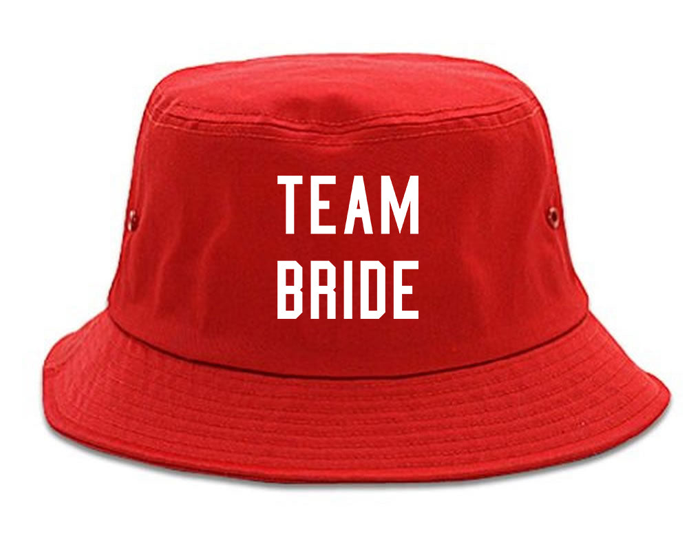 Team Bride Wedding Bachelorette red Bucket Hat