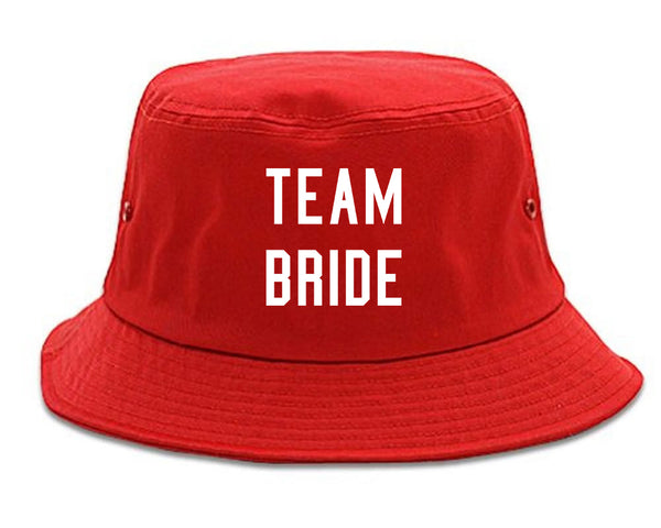 Team Bride Wedding Bachelorette red Bucket Hat