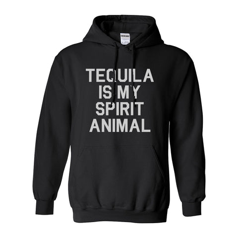 Tequila Is My Spirit Animal Black Pullover Hoodie