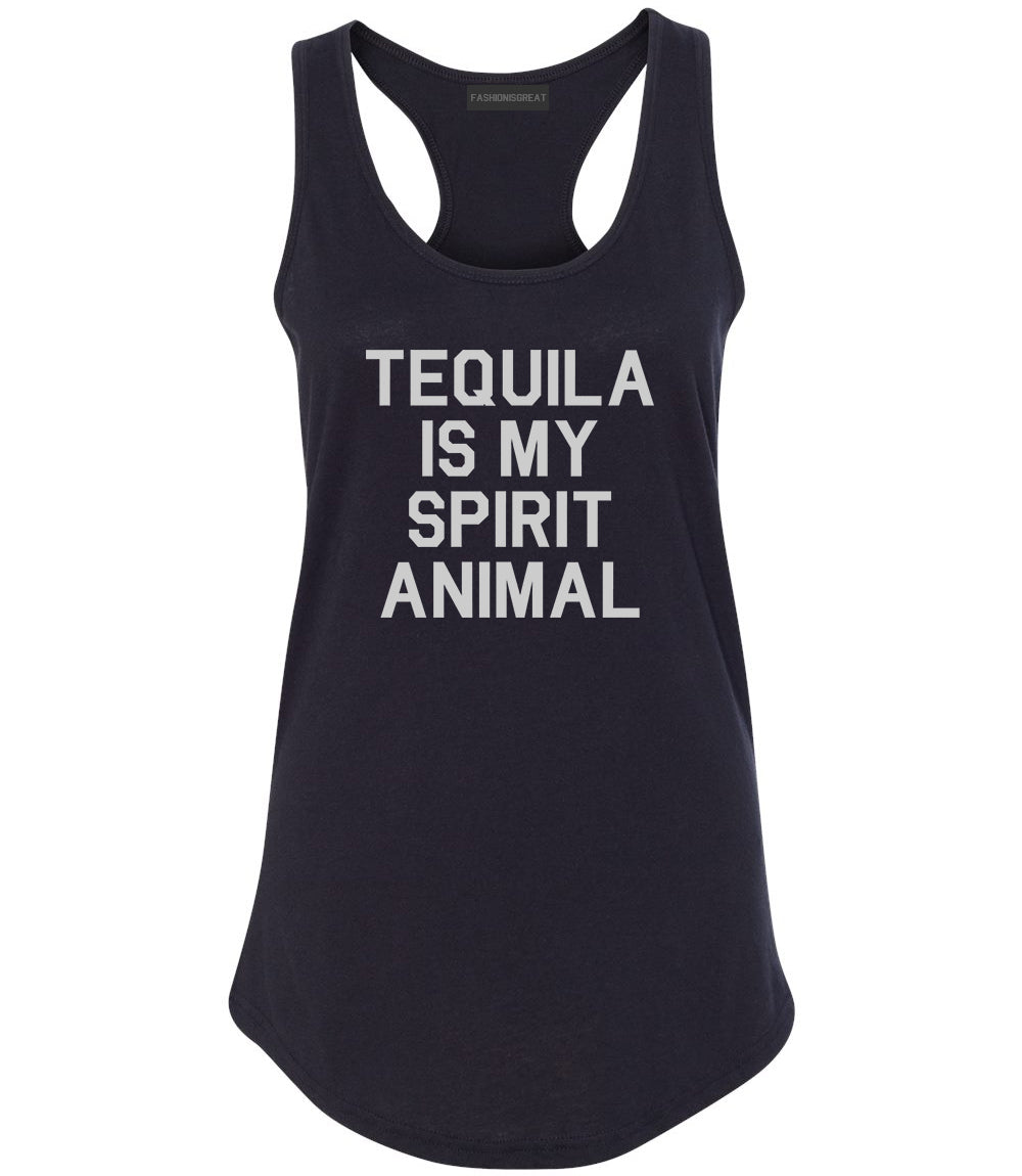 Tequila Is My Spirit Animal Black Racerback Tank Top