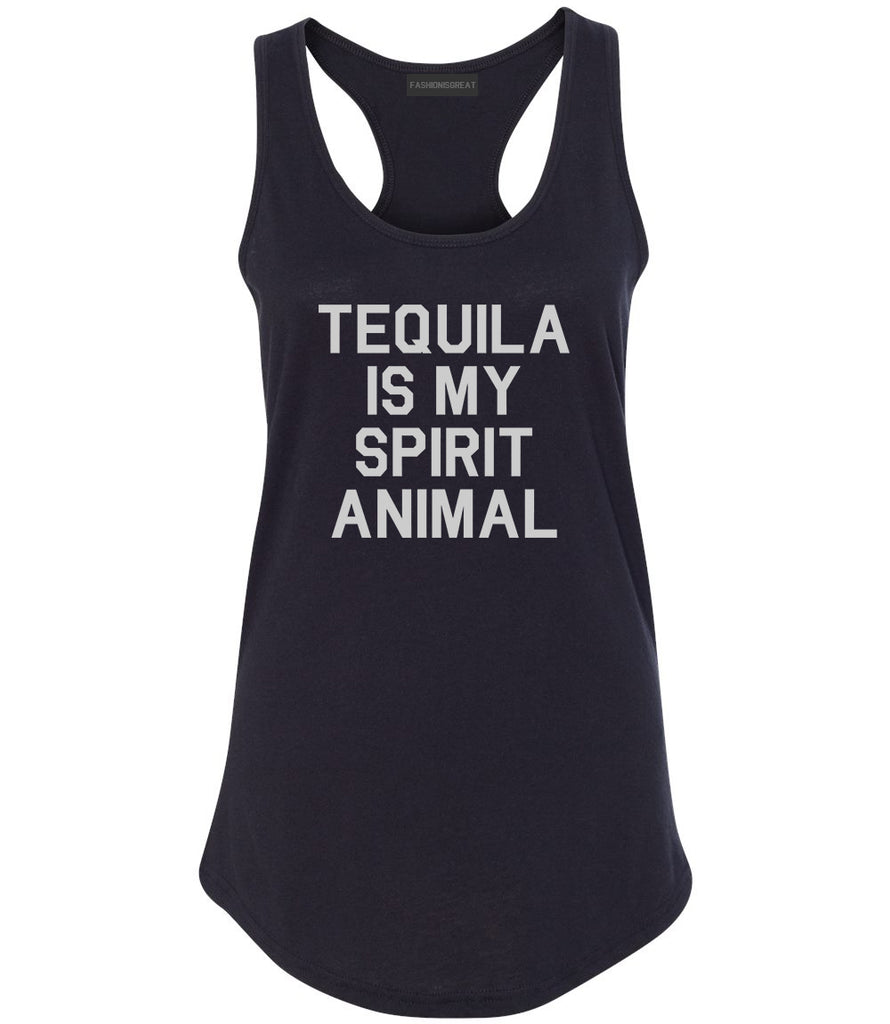 Tequila Is My Spirit Animal Black Racerback Tank Top
