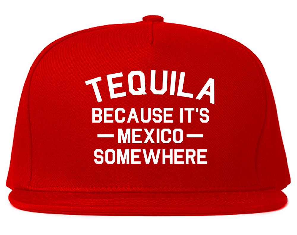 Tequila Its Mexico Somewhere Red Snapback Hat