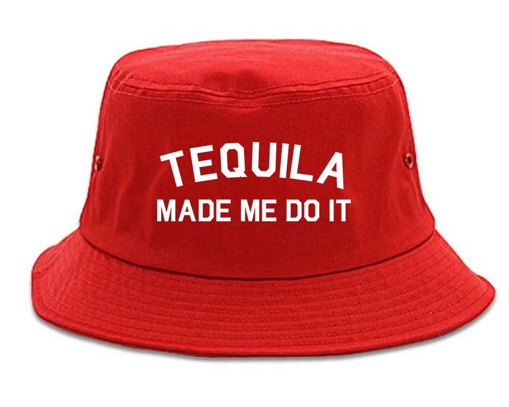 Tequila Made Me Do It Funny Vacation Red Bucket Hat