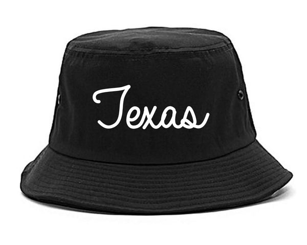 Texas TX Script Chest black Bucket Hat