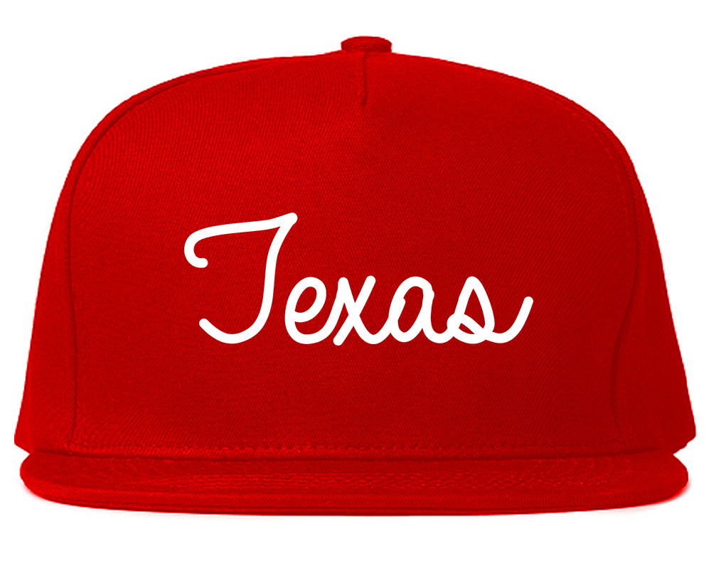 Texas TX Script Chest Red Snapback Hat