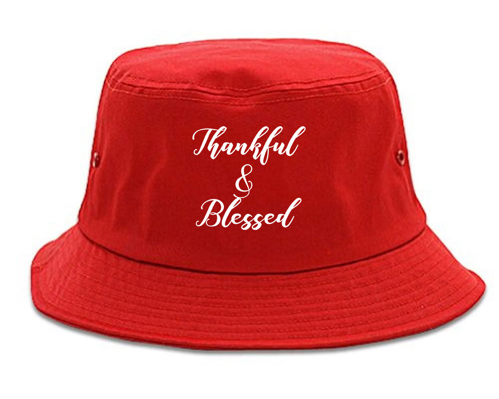 Thankful And Blessed Red Bucket Hat