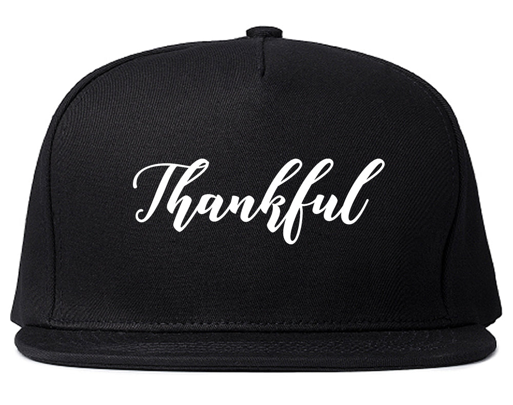 Thankful Script Thanksgiving Black Snapback Hat