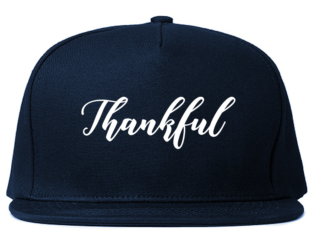 Thankful Script Thanksgiving Blue Snapback Hat