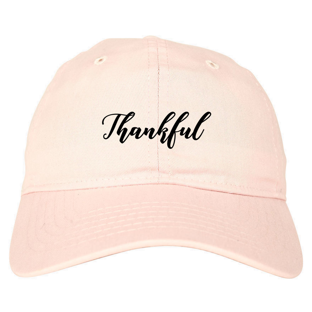 Thankful Script Thanksgiving Pink Dad Hat