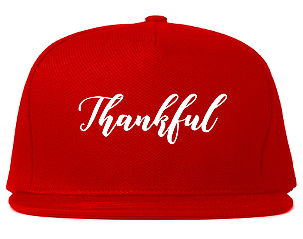 Thankful Script Thanksgiving Red Snapback Hat