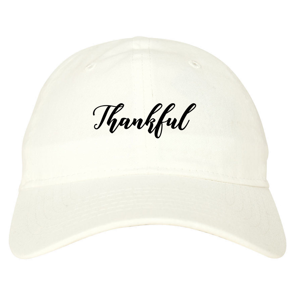 Thankful Script Thanksgiving White Dad Hat