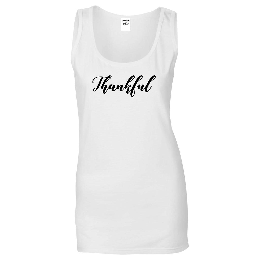 Thankful Script Thanksgiving White Tank Top