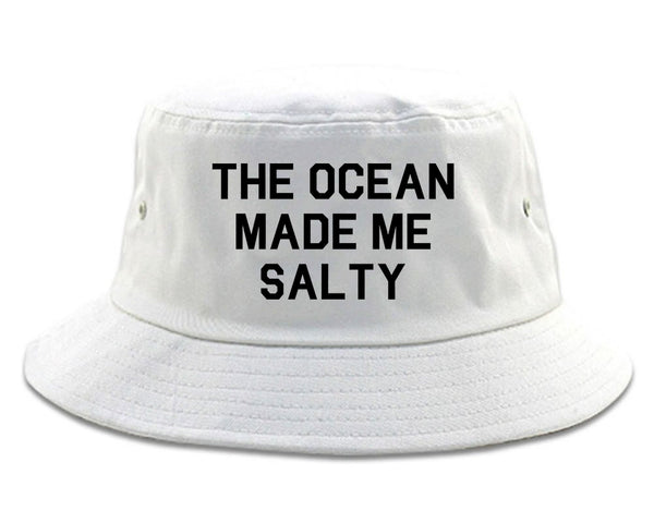 The Ocean Made Me Salty Vacation Bucket Hat White