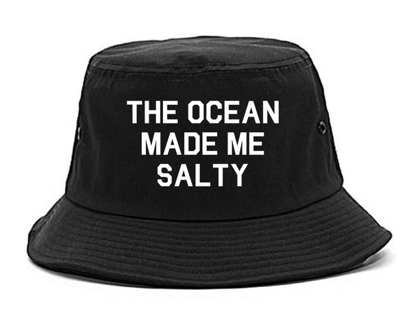 The Ocean Made Me Salty Black Bucket Hat