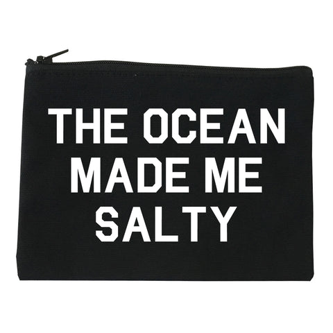 The Ocean Made Me Salty Black Makeup Bag