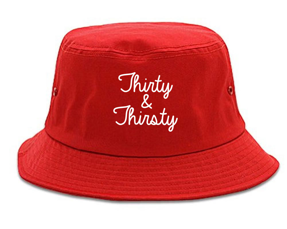 Thirty And Thirsty 30th Birthday Party Bucket Hat Red