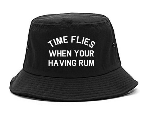 Time Flies When Your Having Rum Funny Bucket Hat Black