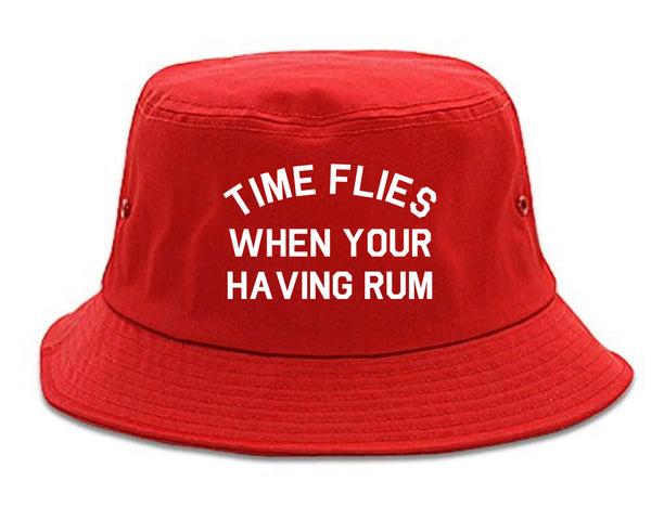 Time Flies When Your Having Rum Funny Bucket Hat Red