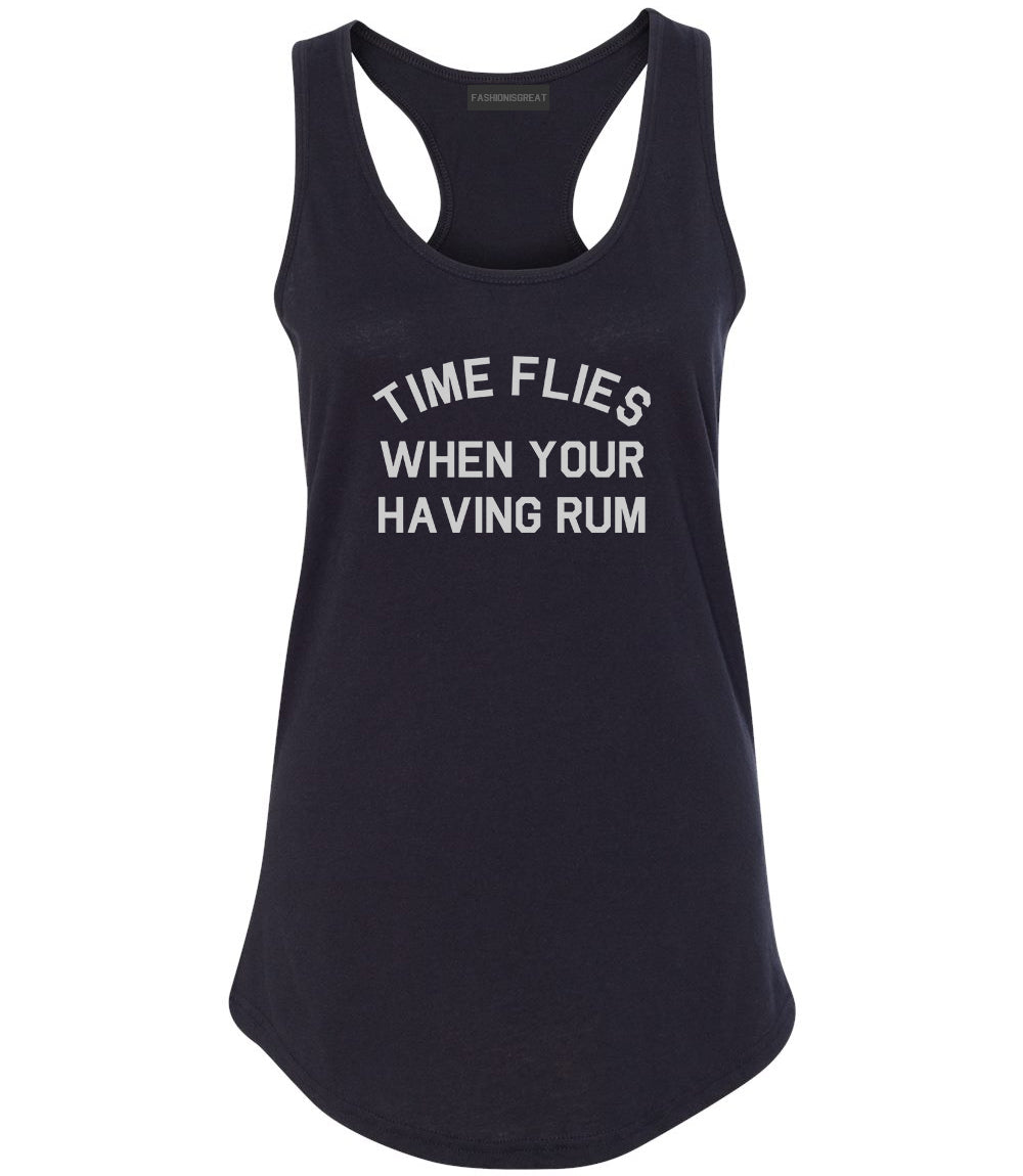 Time Flies When Your Having Rum Funny Womens Racerback Tank Top Black