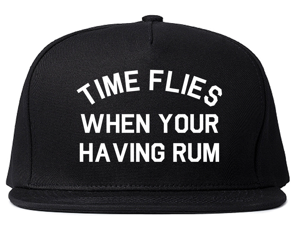 Time Flies When Your Having Rum Funny Snapback Hat Black