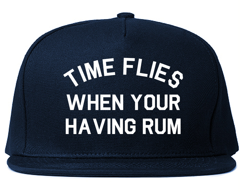 Time Flies When Your Having Rum Funny Snapback Hat Blue