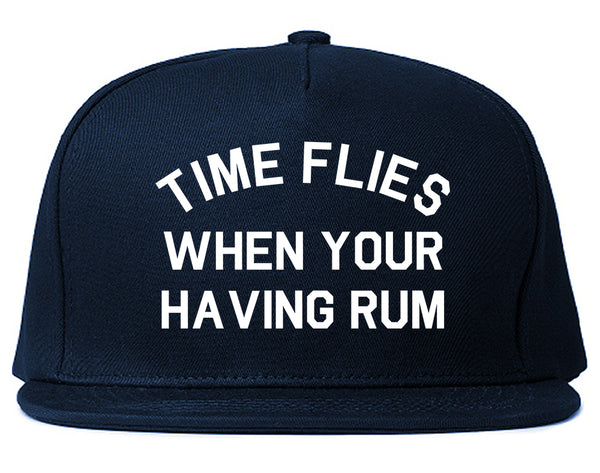 Time Flies When Your Having Rum Funny Snapback Hat Blue