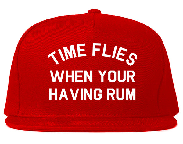 Time Flies When Your Having Rum Funny Snapback Hat Red