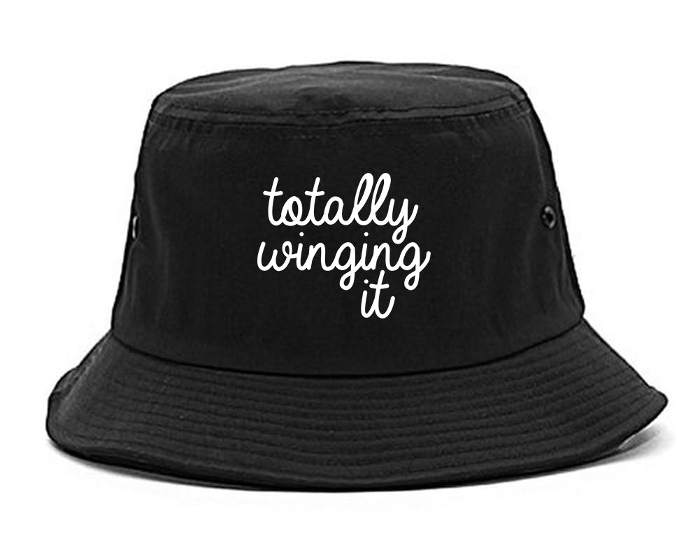 Totally Winging It Script Bucket Hat Black