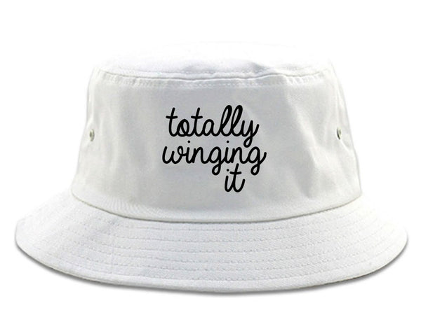 Totally Winging It Script Bucket Hat White