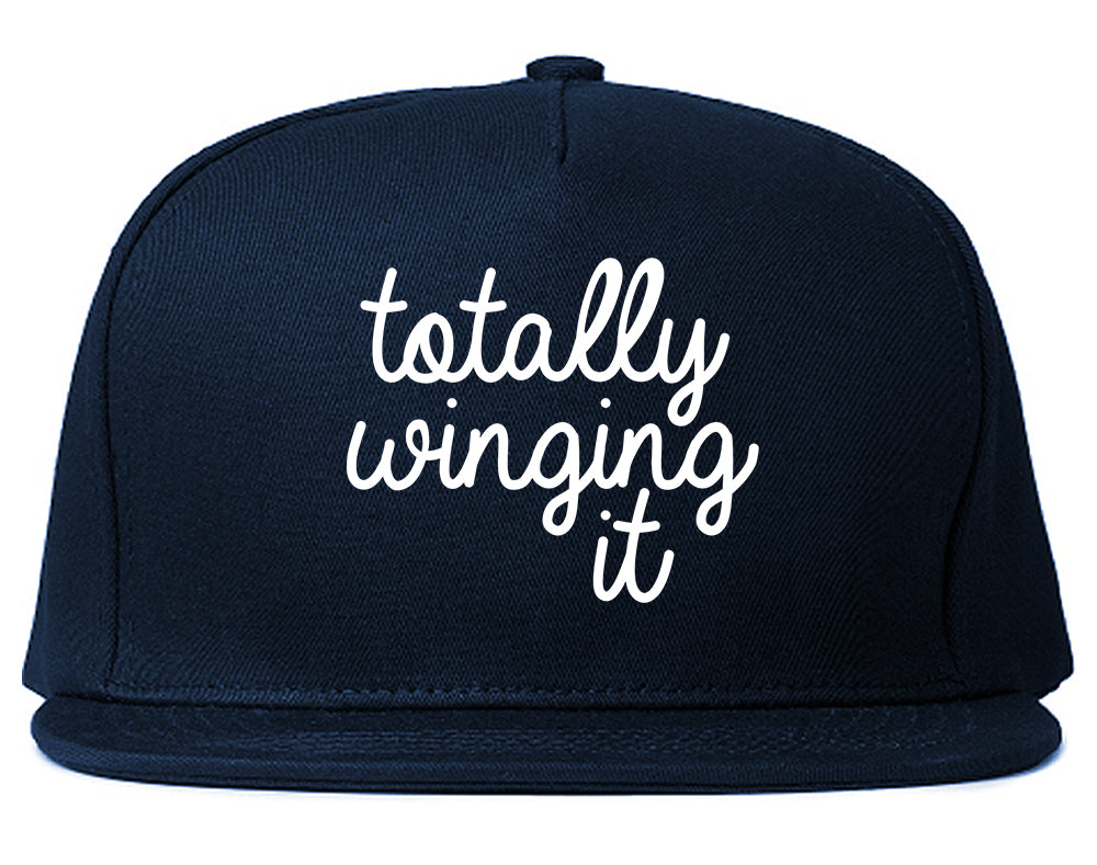 Totally Winging It Script Snapback Hat Blue