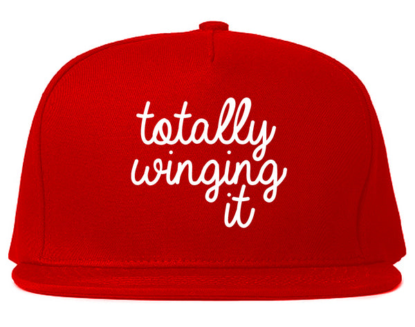 Totally Winging It Script Snapback Hat Red