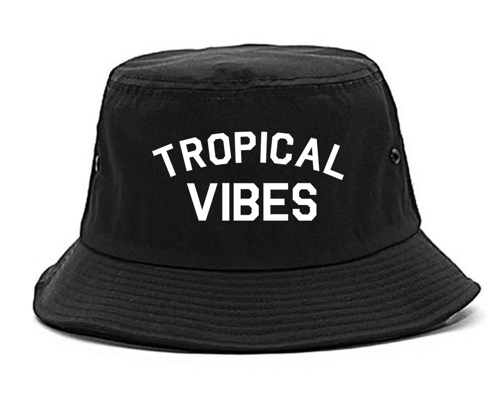 Tropical Vibes Only black Bucket Hat